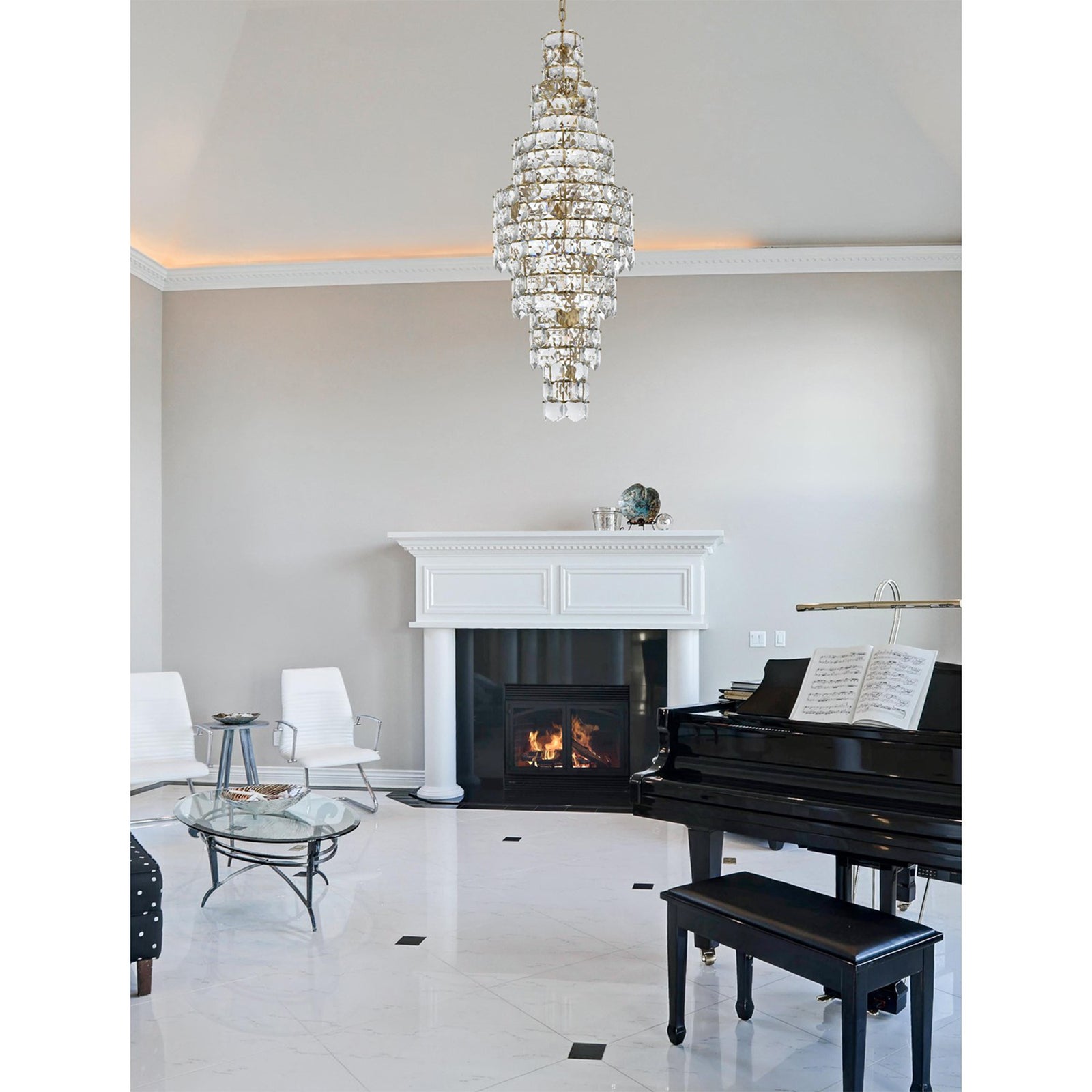 24 Inch Chandelier In Satin Gold - View 2 - Joshua Marshal