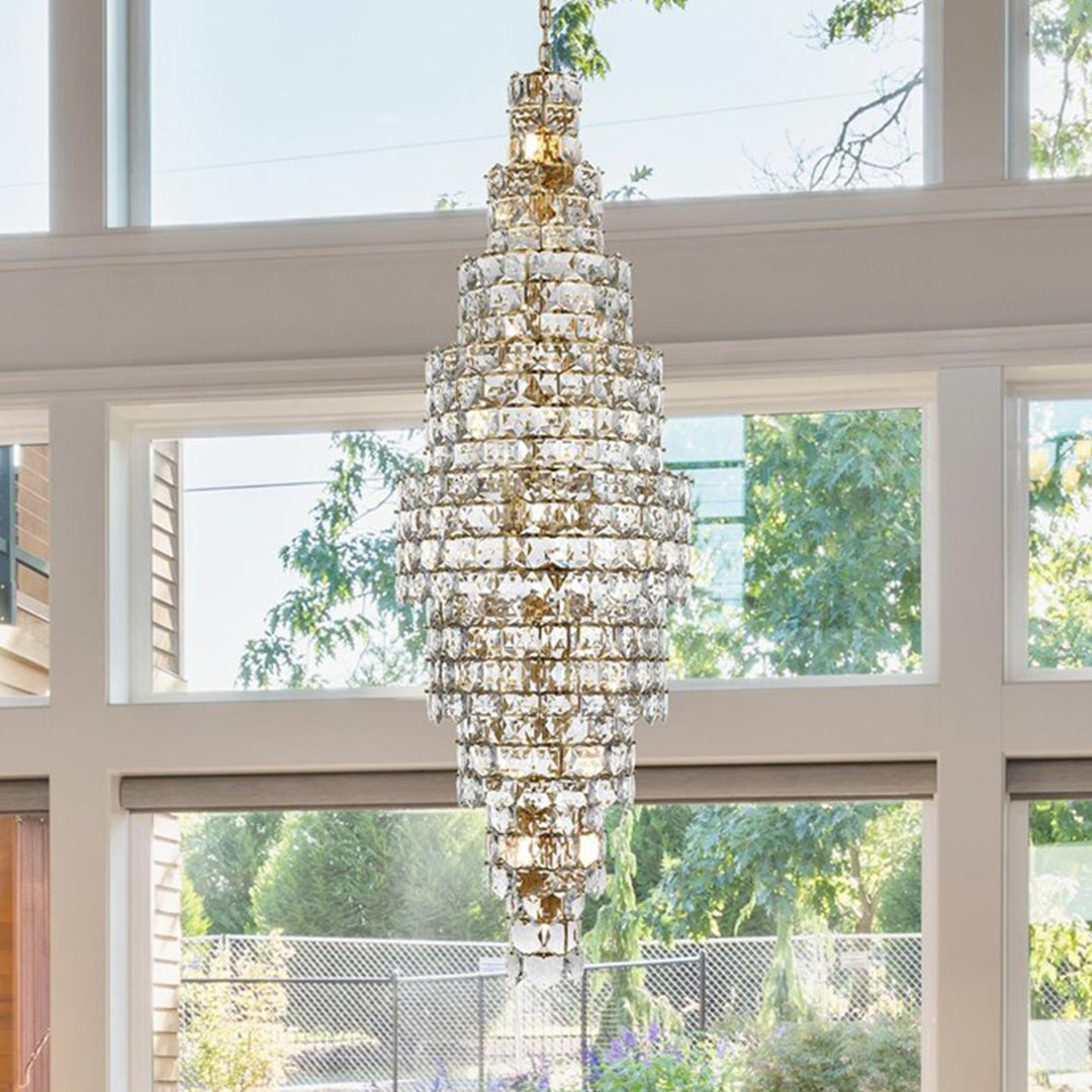 30 Inch Chandelier In Satin Gold Satin Gold And Clear Finish - LIGHTING by Joshua Marshal