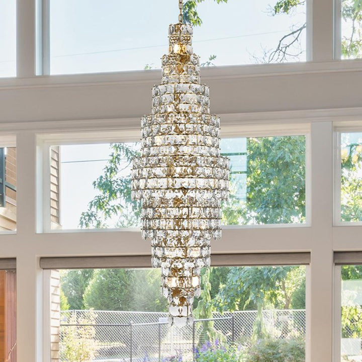 30 Inch Chandelier In Satin Gold Satin Gold And Clear Finish - LIGHTING by Joshua Marshal