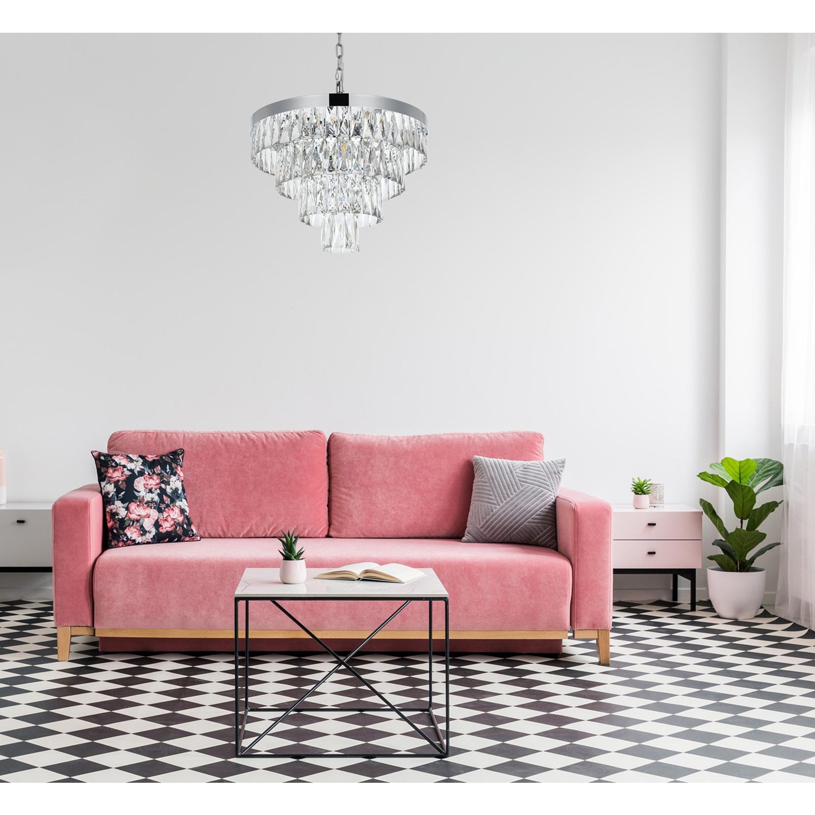 20 Inch Round Chandelier In Chrome - View 2 - Joshua Marshal
