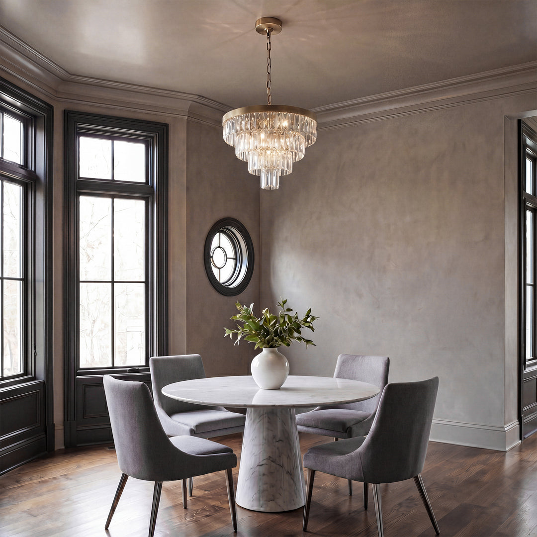 20 Inch Round Chandelier In Satin Gold - View 2 - Joshua Marshal