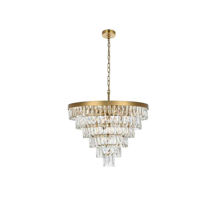 27 Inch Round Chandelier In Satin Gold - View 3 - Joshua Marshal