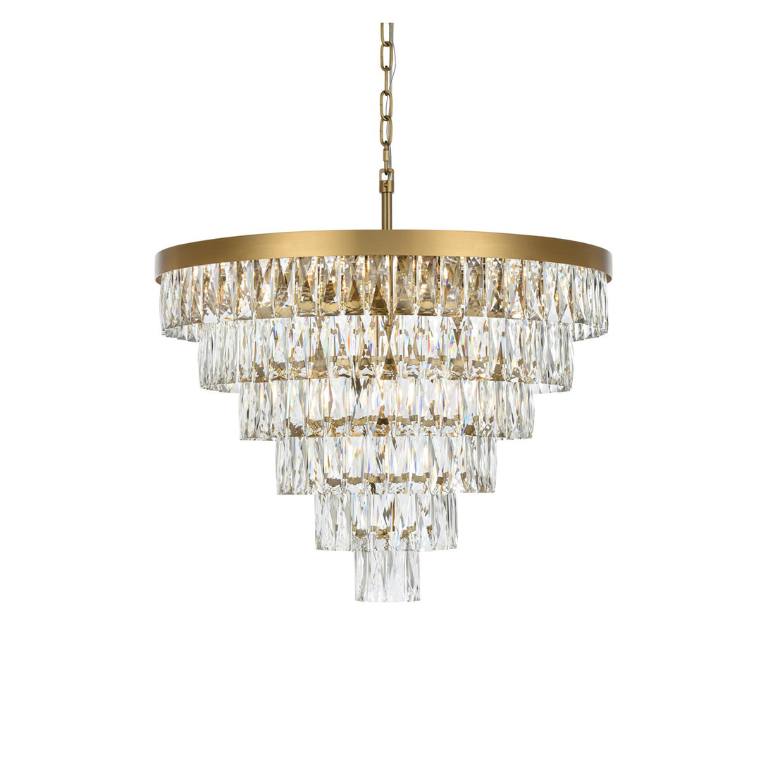 27 Inch Round Chandelier In Satin Gold - View 4 - Joshua Marshal