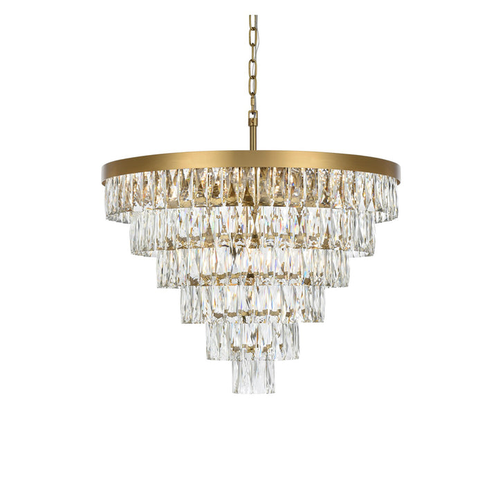 27 Inch Round Chandelier In Satin Gold - View 4 - Joshua Marshal