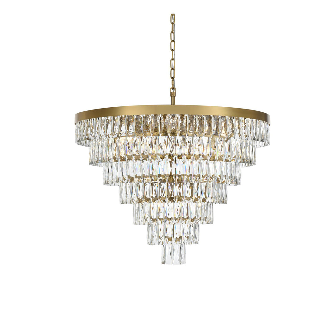 32 Inch Round Chandelier In Satin Gold - View 4 - Joshua Marshal