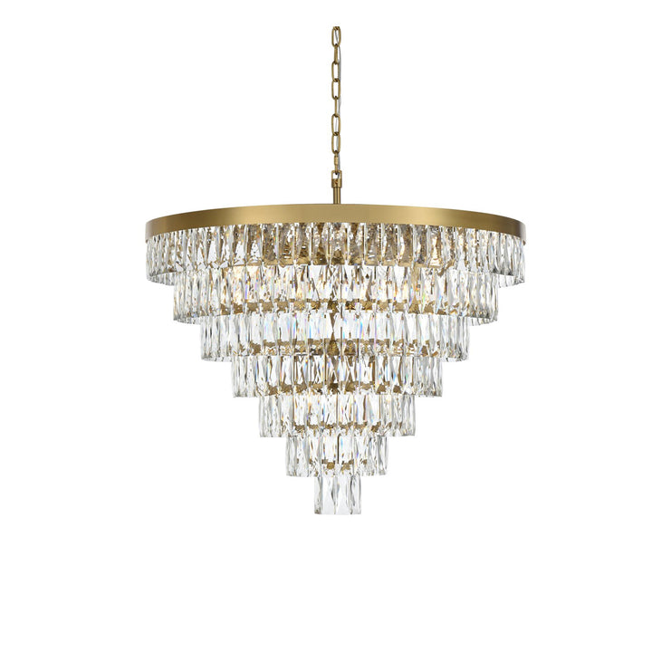 32 Inch Round Chandelier In Satin Gold - View 4 - Joshua Marshal