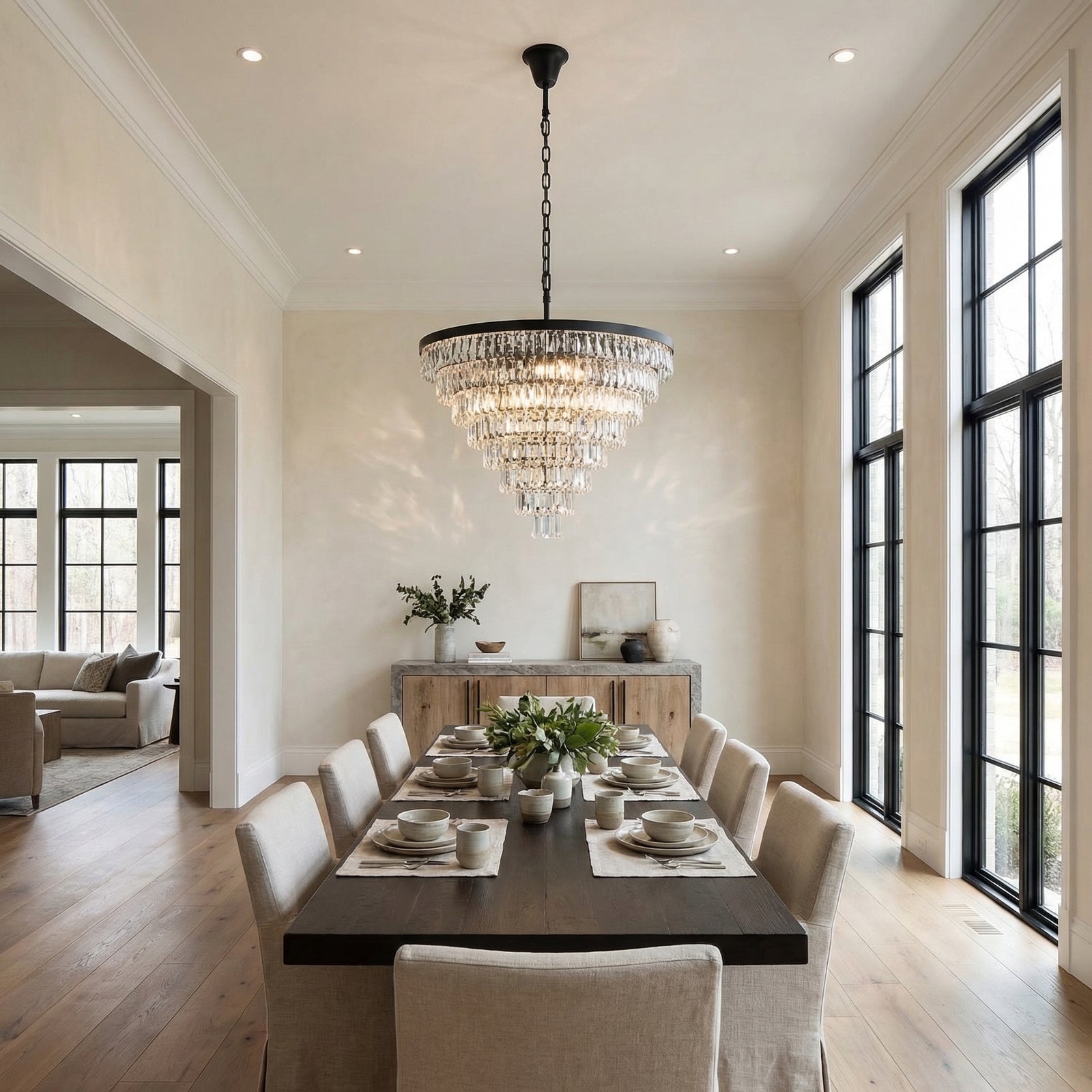 36 Inch Round Chandelier In Black JM-858045