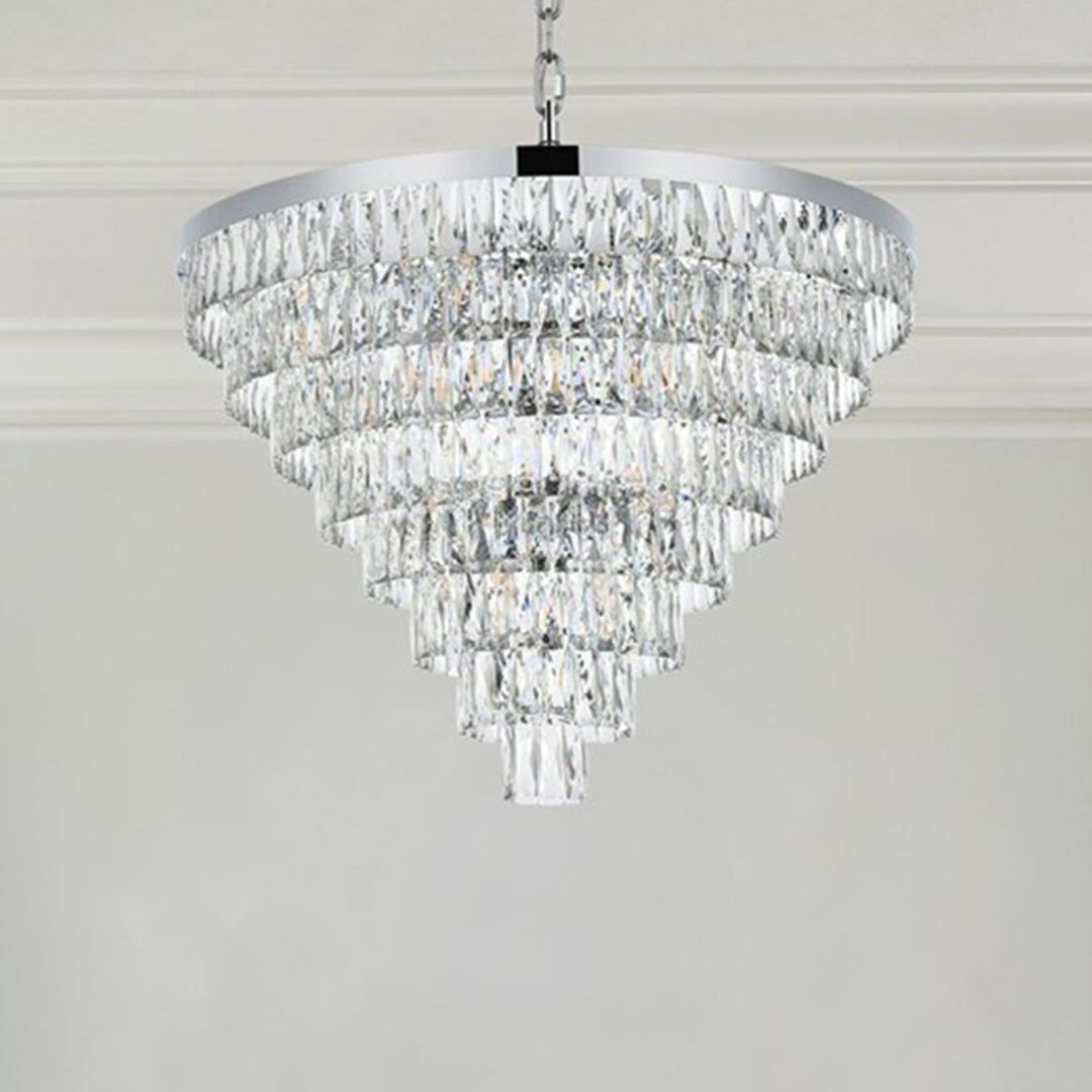 36 Inch Round Chandelier In Chrome Chrome And Clear Finish - LIGHTING by Joshua Marshal