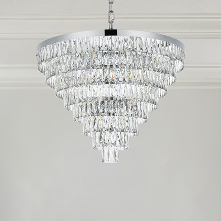 36 Inch Round Chandelier In Chrome Chrome And Clear Finish - LIGHTING by Joshua Marshal