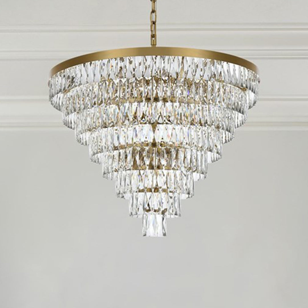36 Inch Round Chandelier In Satin Gold Satin Gold And Clear Finish - LIGHTING by Joshua Marshal