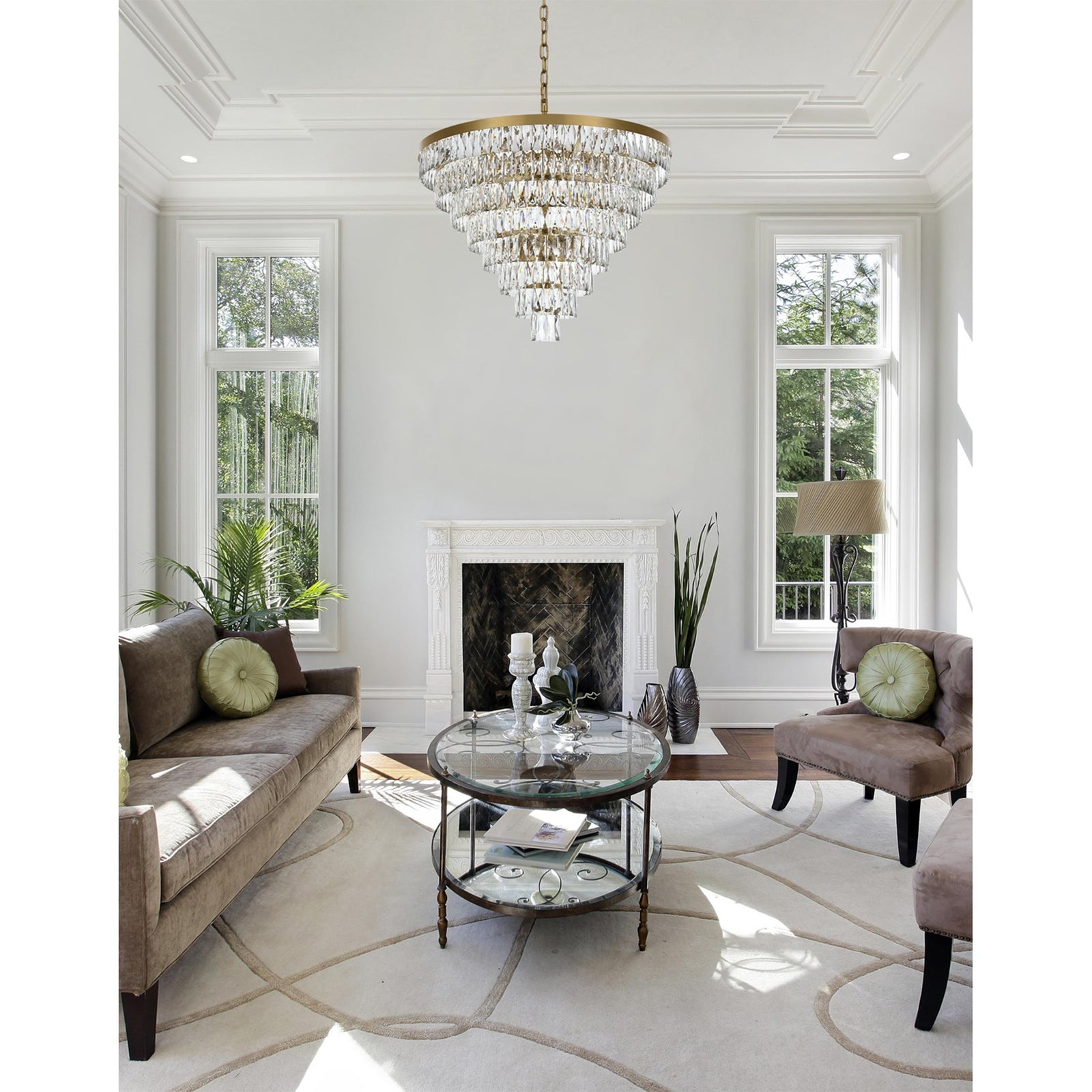 36 Inch Round Chandelier In Satin Gold - View 2 - Joshua Marshal