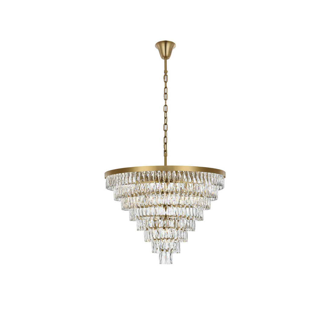 36 Inch Round Chandelier In Satin Gold - View 3 - Joshua Marshal