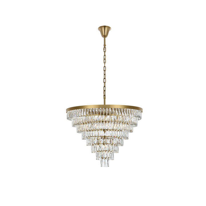 36 Inch Round Chandelier In Satin Gold - View 3 - Joshua Marshal