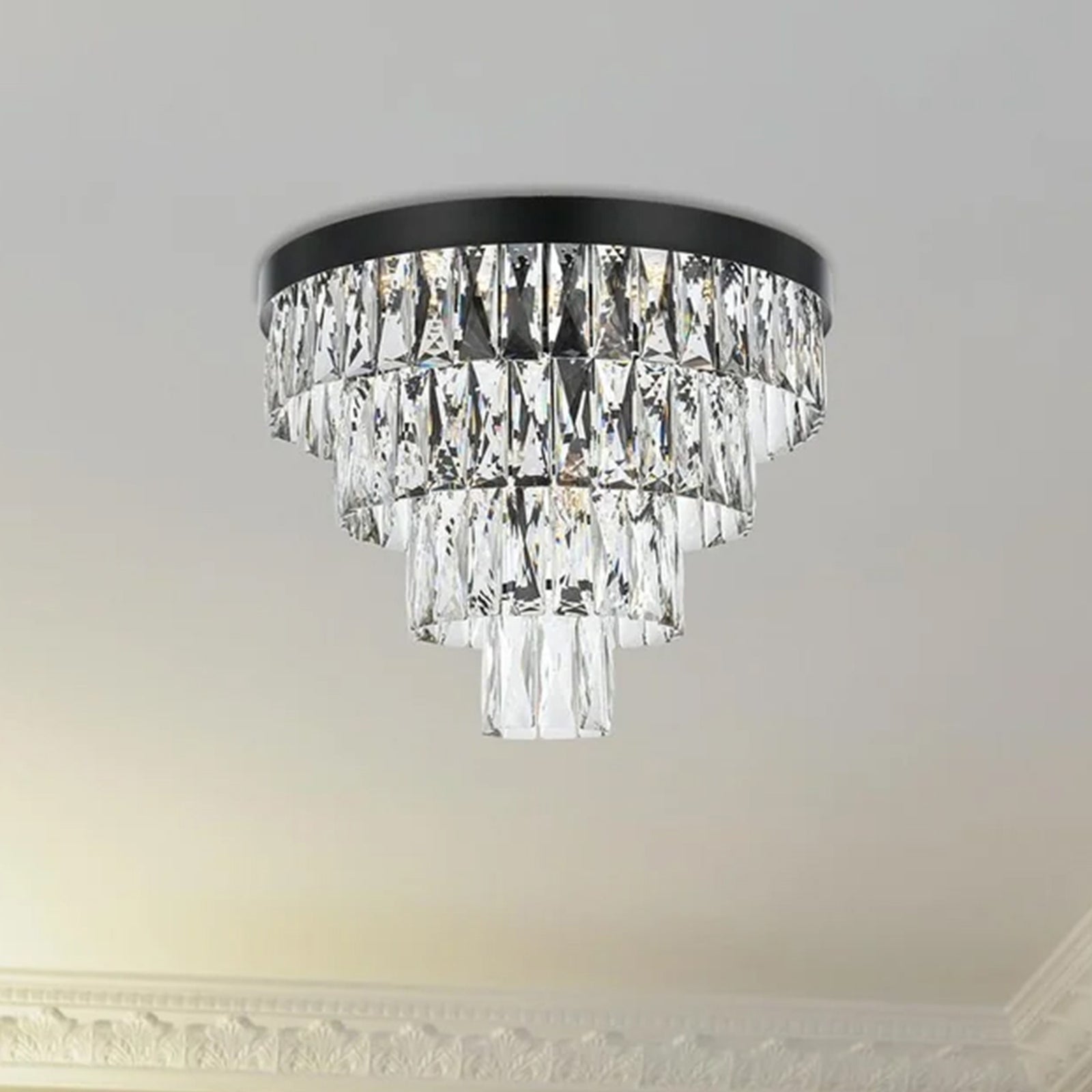 18 Inch Flush Mount In Black Black And Clear Finish - LIGHTING by Joshua Marshal