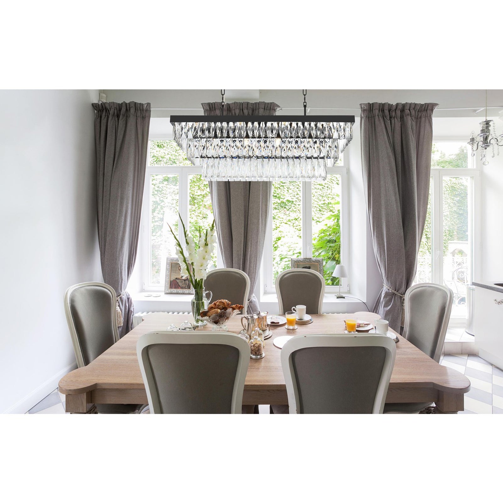 36 Inch Rectangular Rectangular Chandelier In Black - View 2 - Joshua Marshal