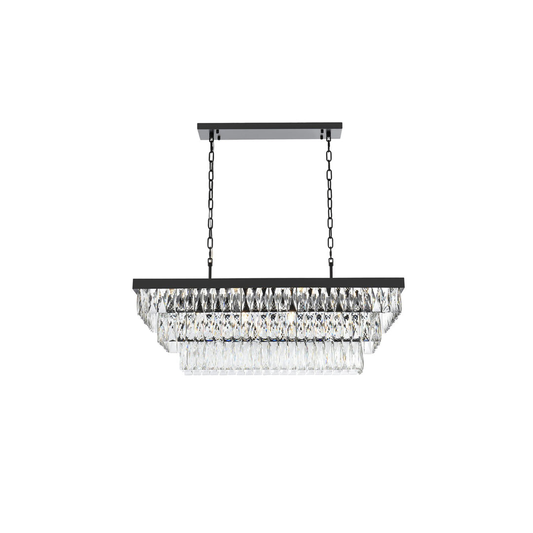 36 Inch Rectangular Rectangular Chandelier In Black - View 3 - Joshua Marshal