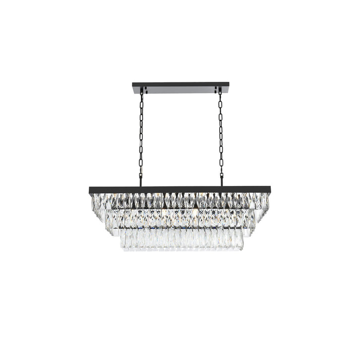 36 Inch Rectangular Rectangular Chandelier In Black - View 3 - Joshua Marshal