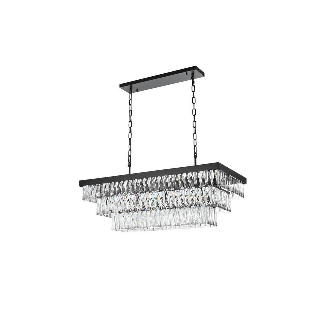 36 Inch Rectangular Rectangular Chandelier In Black - View 4 - Joshua Marshal