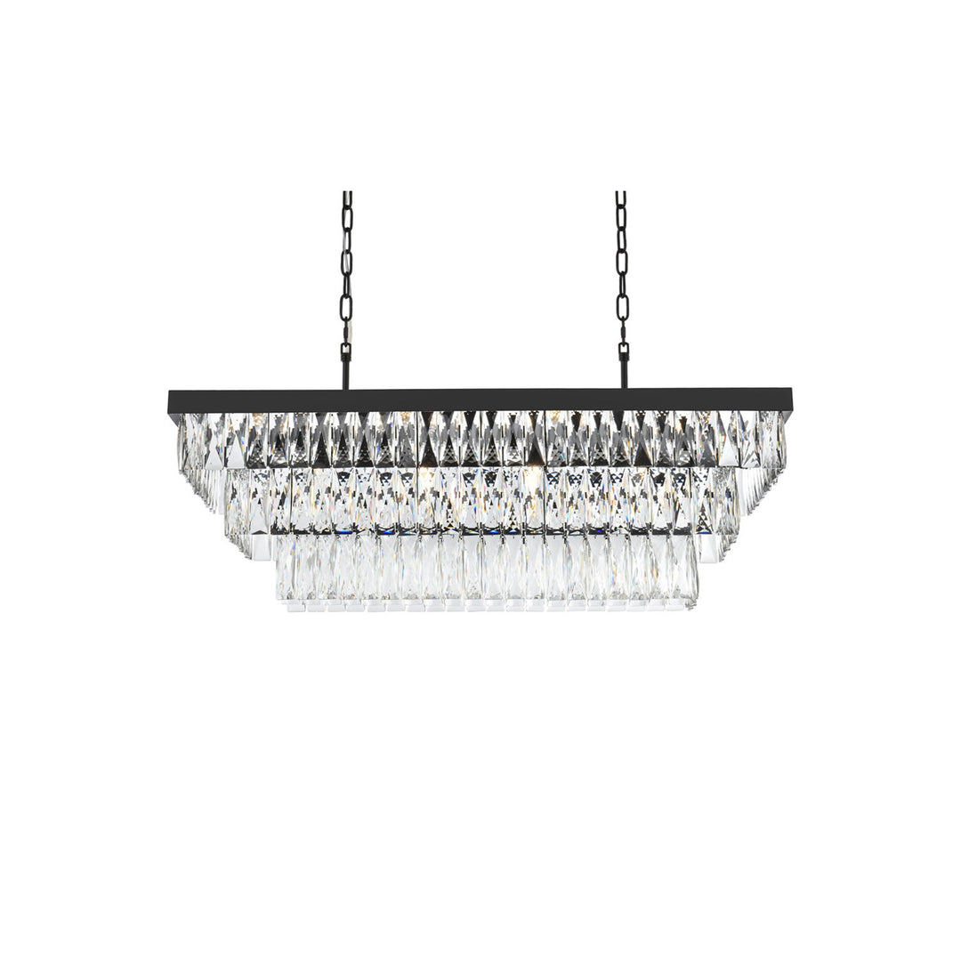 36 Inch Rectangular Rectangular Chandelier In Black - View 5 - Joshua Marshal