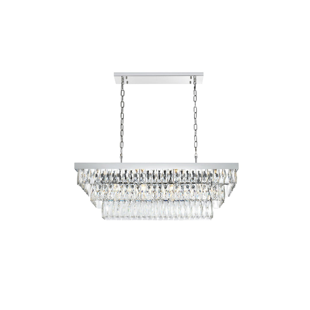 36 Inch Rectangular Chandelier In Chrome - View 3 - Joshua Marshal