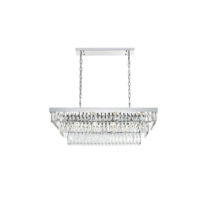 36 Inch Rectangular Chandelier In Chrome - View 3 - Joshua Marshal