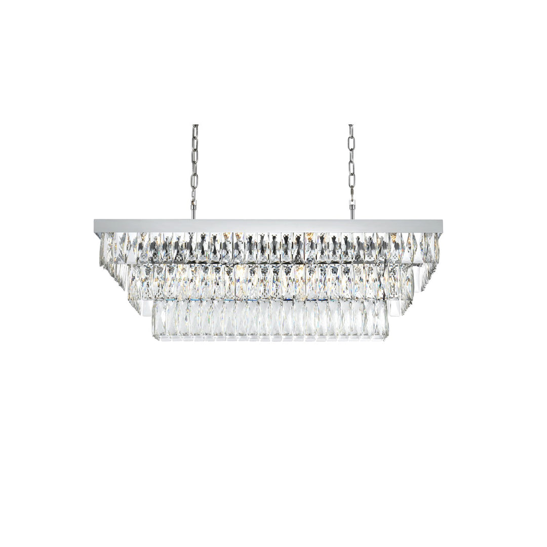 36 Inch Rectangular Chandelier In Chrome - View 5 - Joshua Marshal