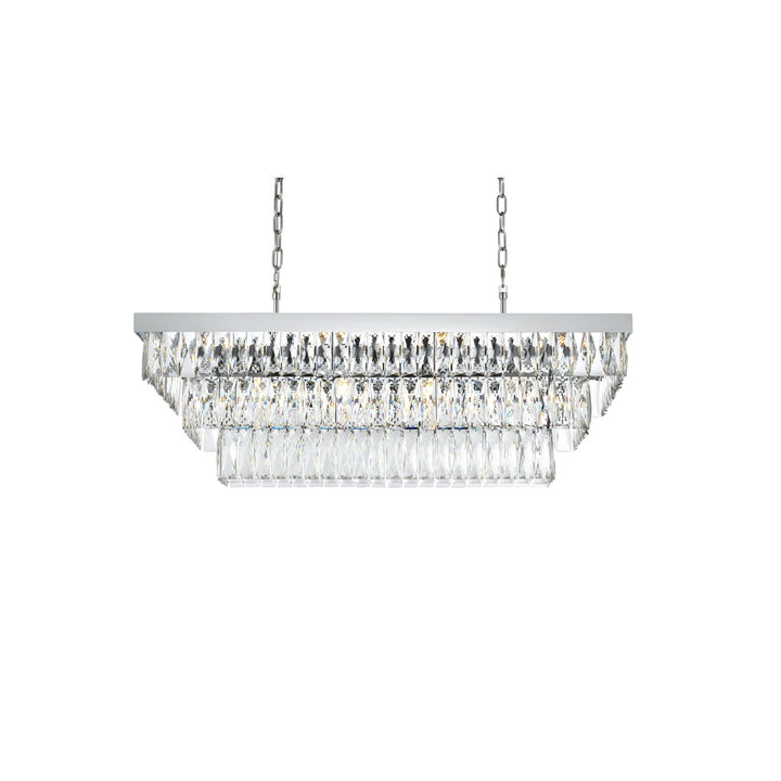 36 Inch Rectangular Chandelier In Chrome - View 5 - Joshua Marshal