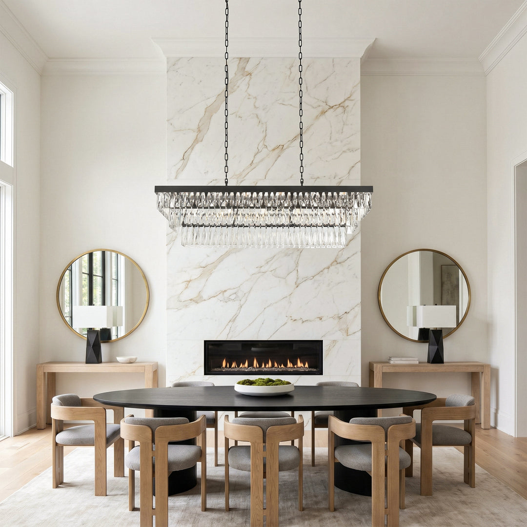 48 Inch Rectangular Chandelier In Black - View 2 - Joshua Marshal