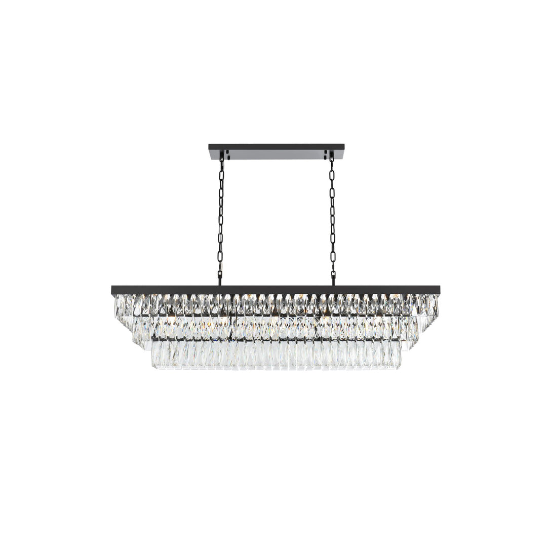 48 Inch Rectangular Chandelier In Black - View 3 - Joshua Marshal