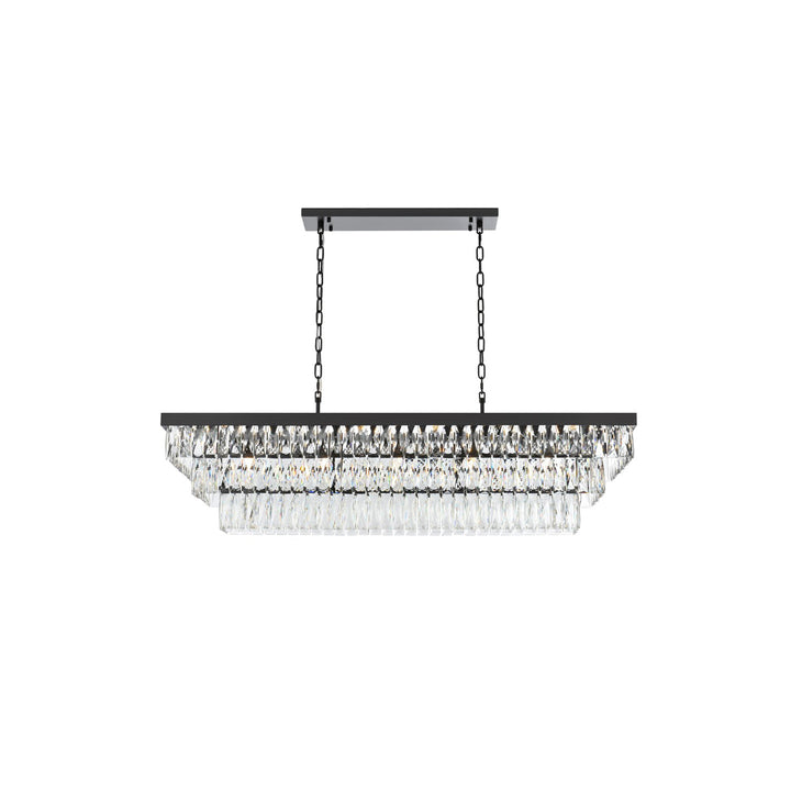 48 Inch Rectangular Chandelier In Black - View 3 - Joshua Marshal