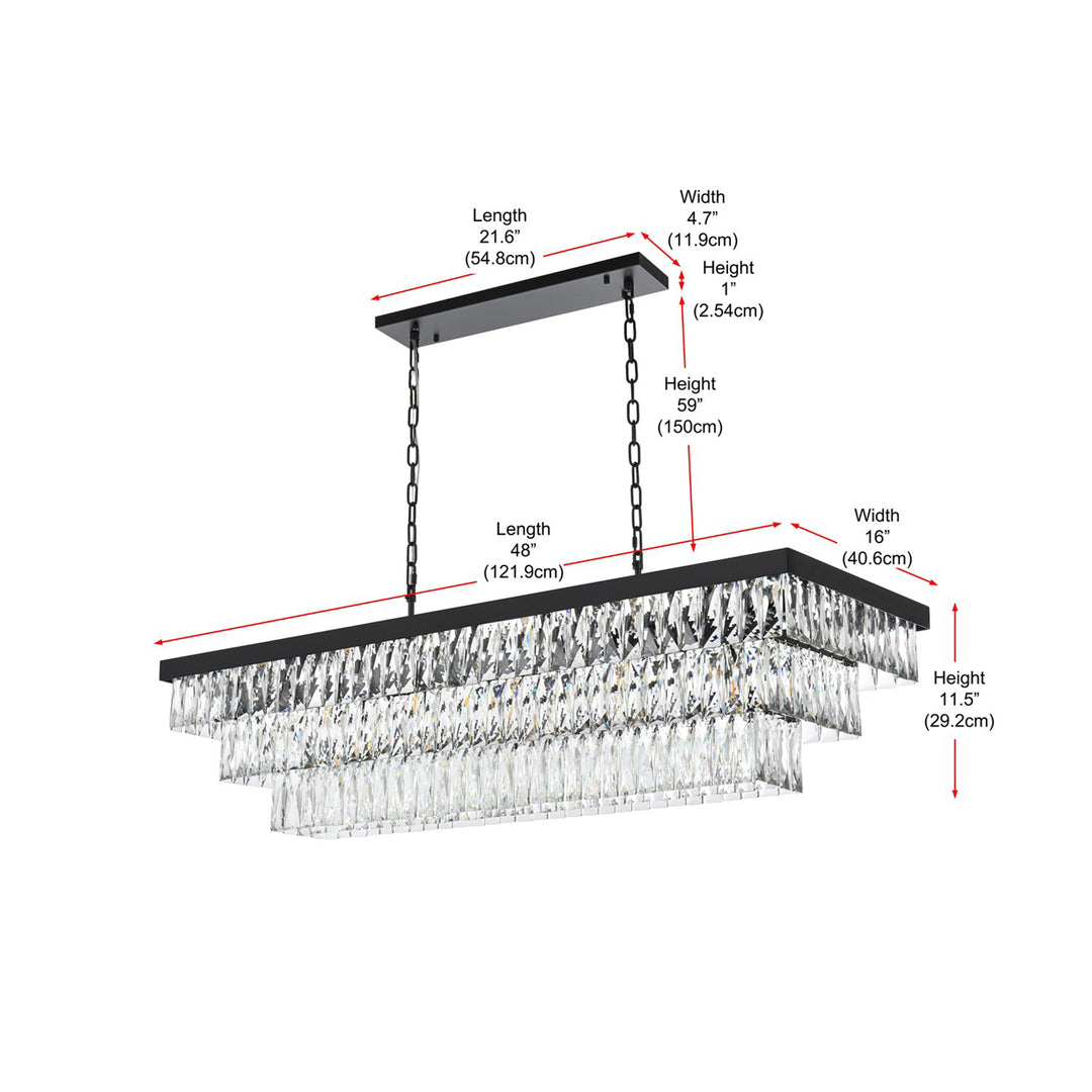 48 Inch Rectangular Chandelier In Black - View 5 - Joshua Marshal