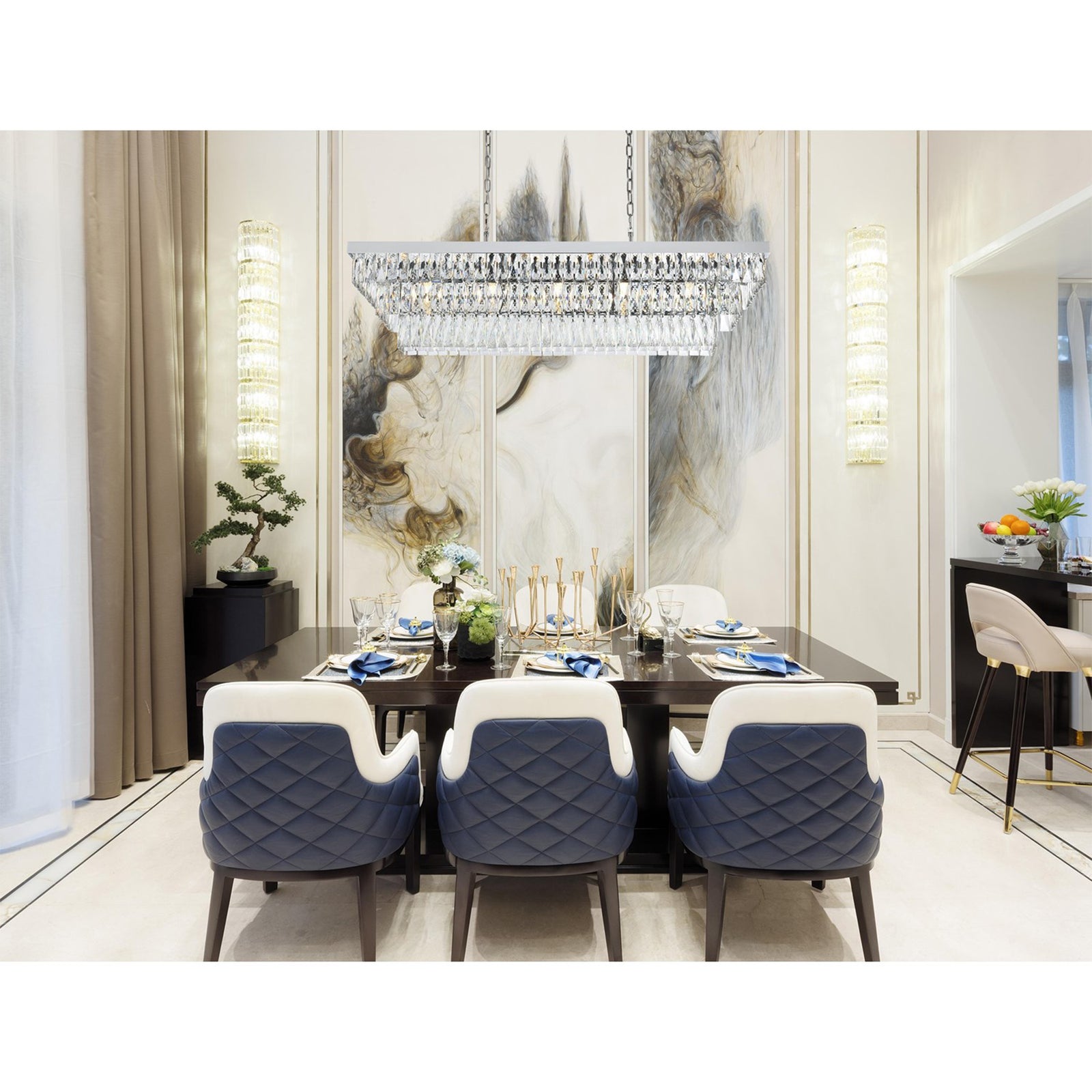 48 Inch Rectangular Chandelier In Chrome - View 2 - Joshua Marshal