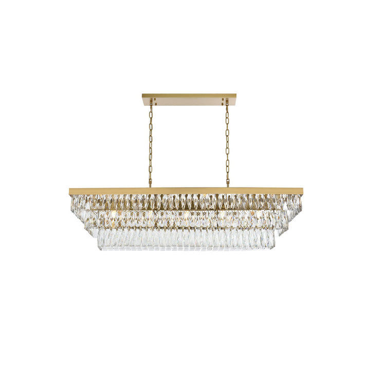 48 Inch Rectangular Chandelier In Satin Gold - View 3 - Joshua Marshal