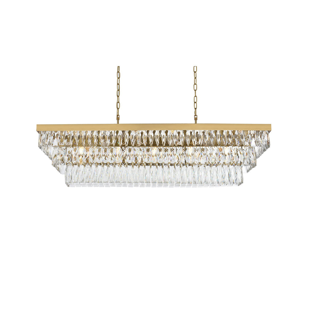 48 Inch Rectangular Chandelier In Satin Gold - View 4 - Joshua Marshal