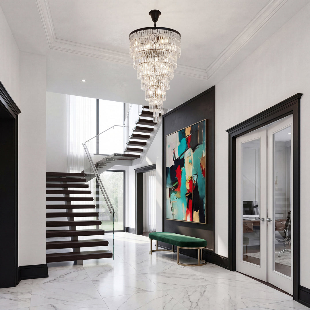 32 Inch Rectangular Chandelier In Black - View 2 - Joshua Marshal