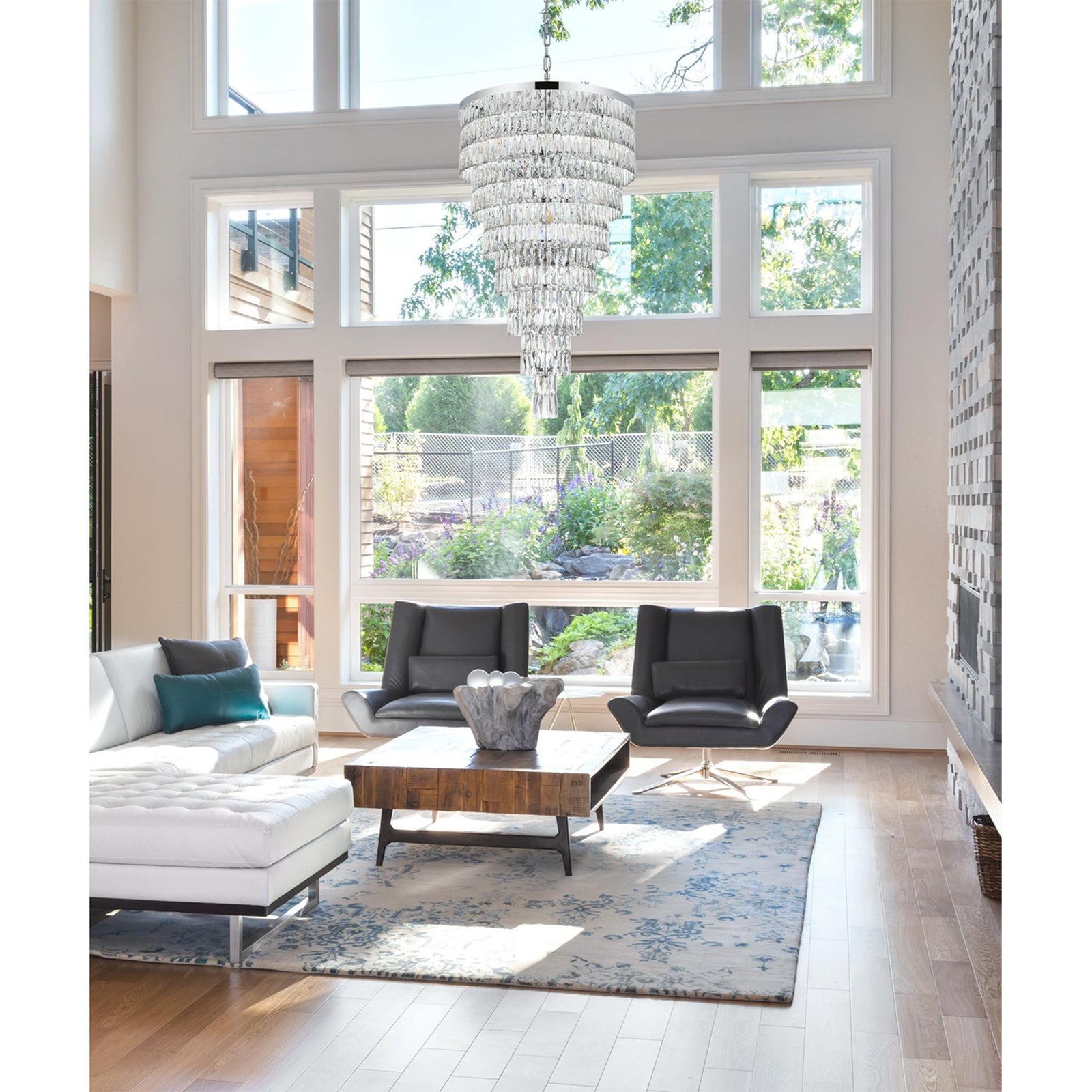 32 Inch Rectangular Chandelier In Chrome - View 2 - Joshua Marshal