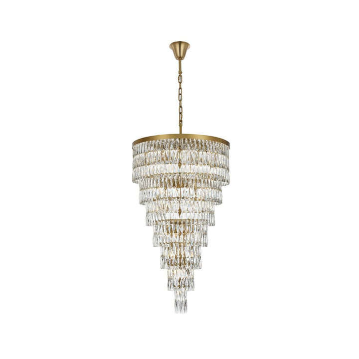 32 Inch Rectangular Chandelier In Satin Gold - View 3 - Joshua Marshal