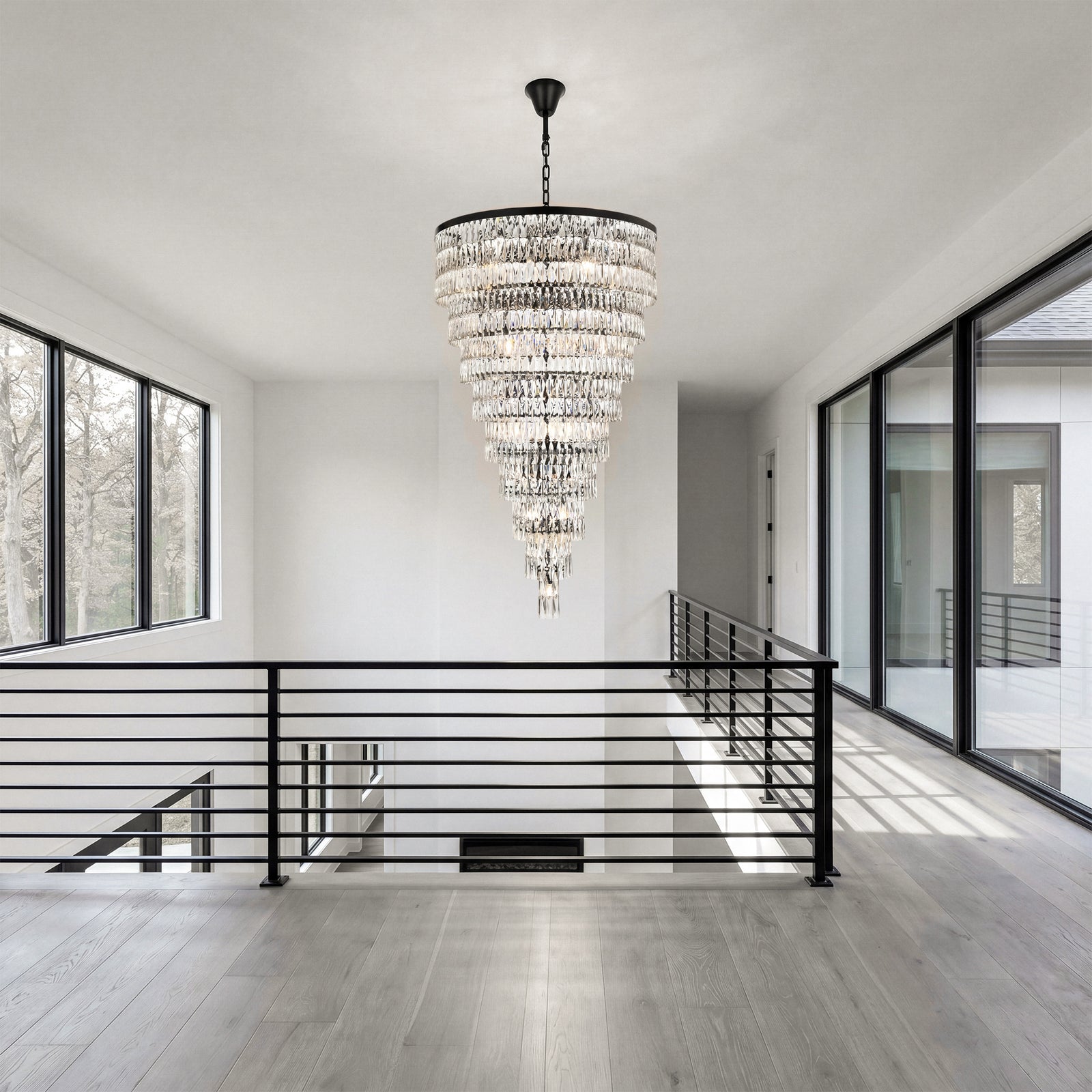 41 Inch Rectangular Chandelier In Black - View 2 - Joshua Marshal