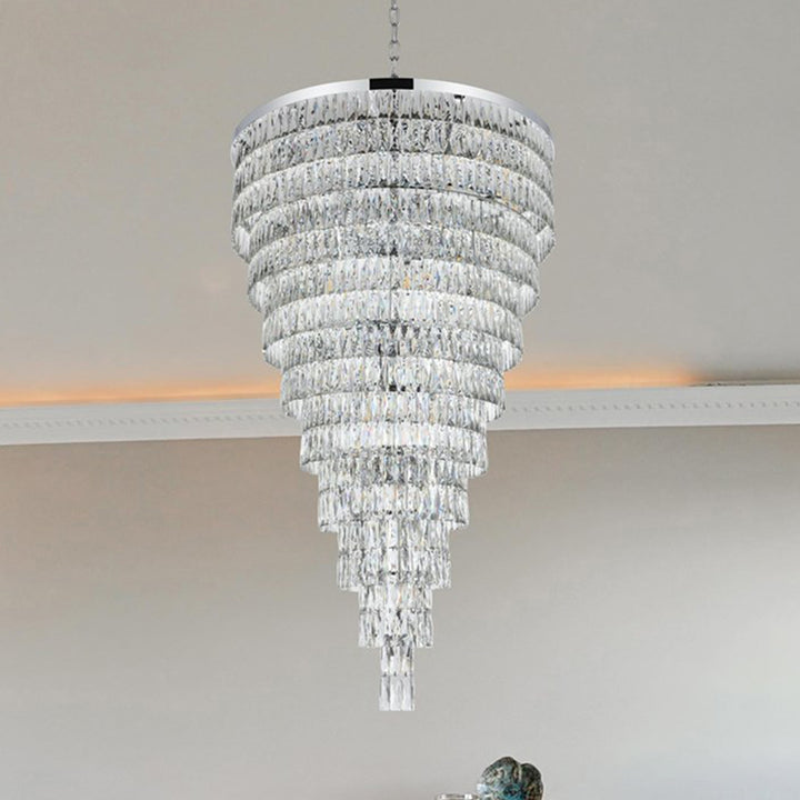 41 Inch Rectangular Chandelier In Chrome Chrome And Clear Finish - LIGHTING by Joshua Marshal