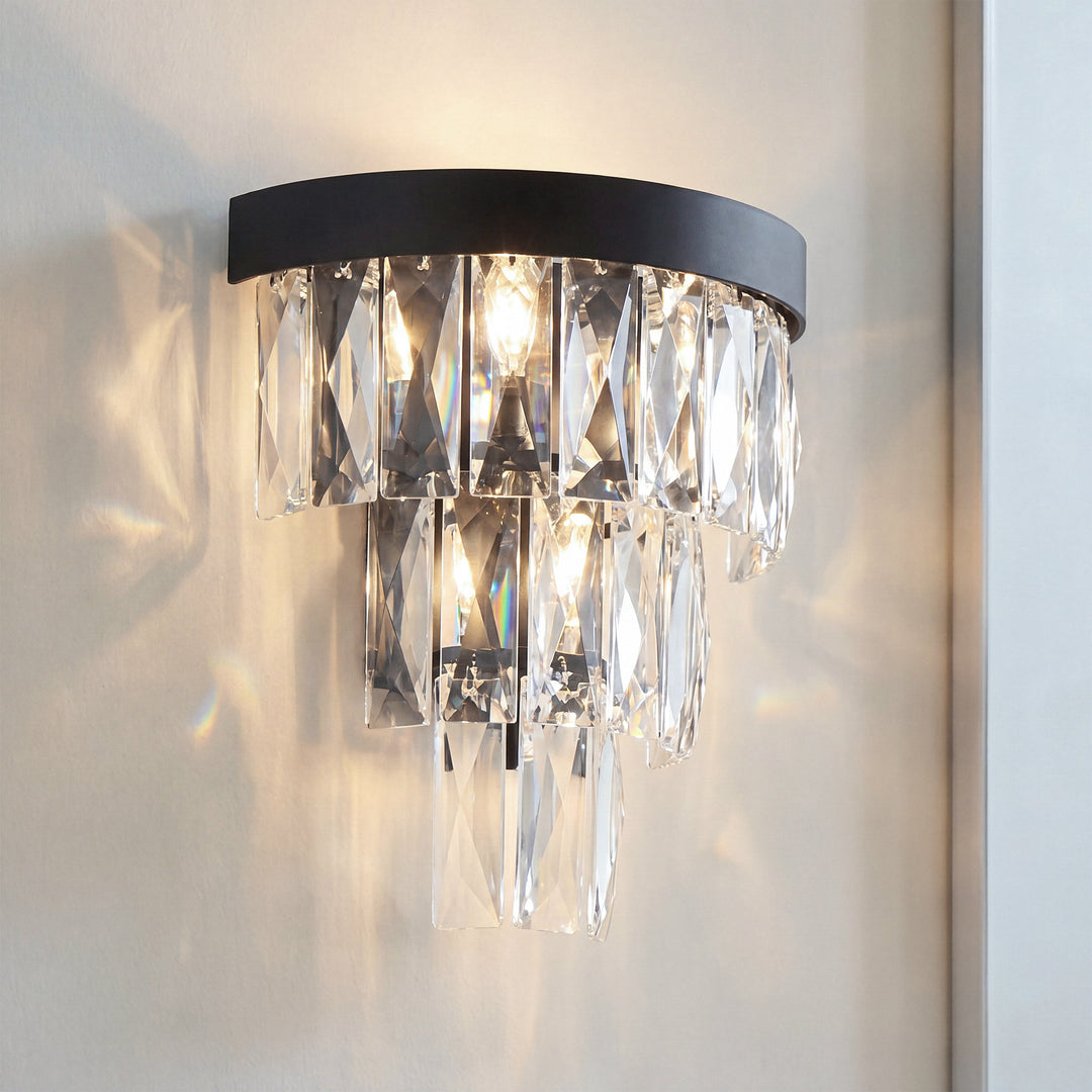 10 Inch Wall Sconce In Black Black And Clear Finish - LIGHTING by Joshua Marshal