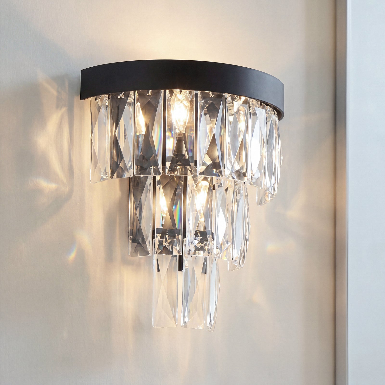 10 Inch Wall Sconce In Black Black And Clear Finish - LIGHTING by Joshua Marshal