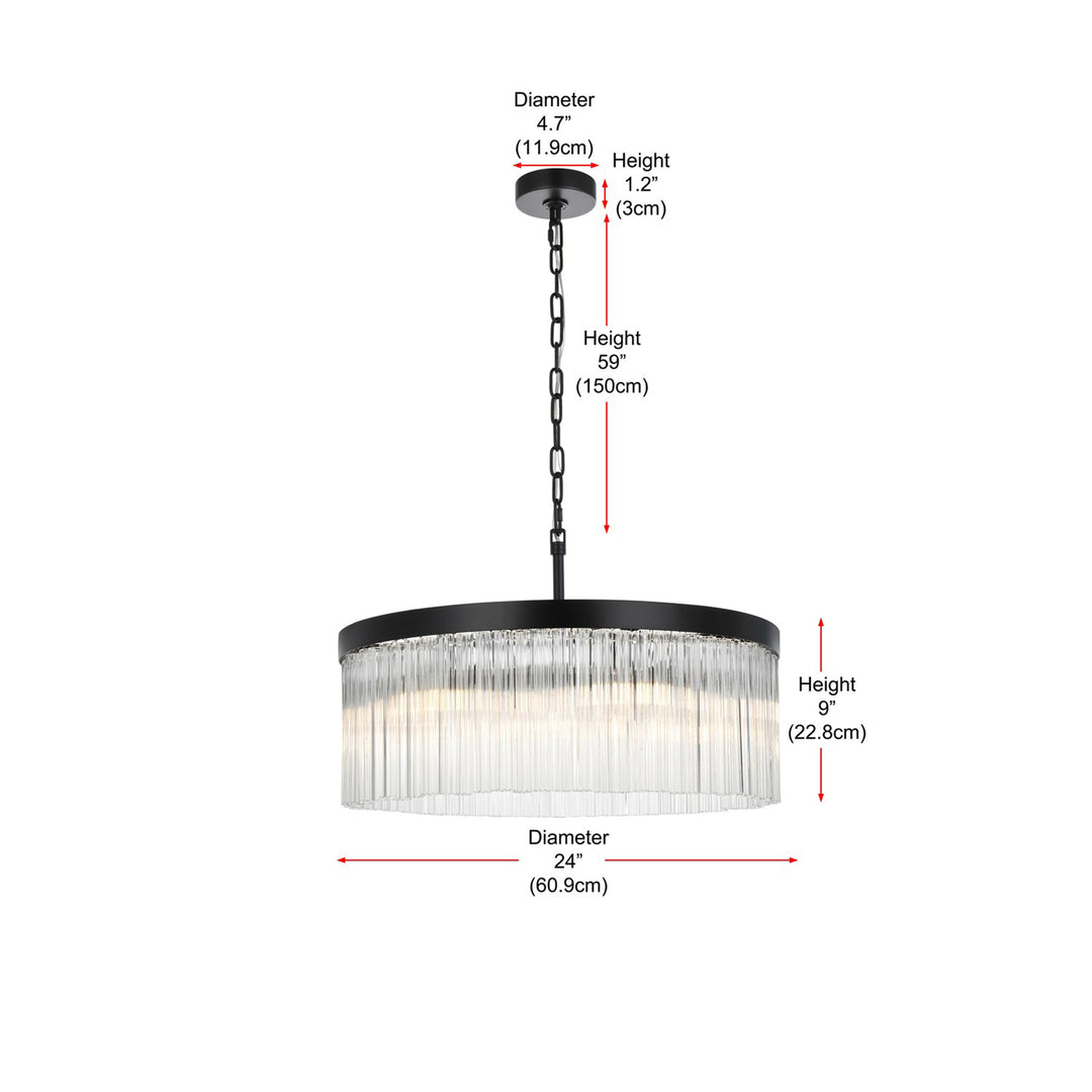 24 Inch Chandelier In Black - View 6 - Joshua Marshal