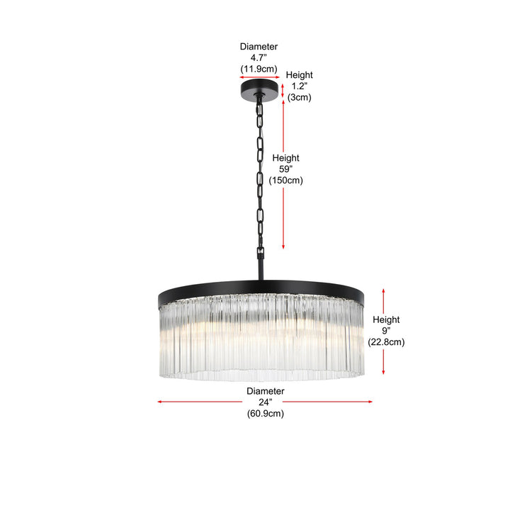 24 Inch Chandelier In Black - View 6 - Joshua Marshal