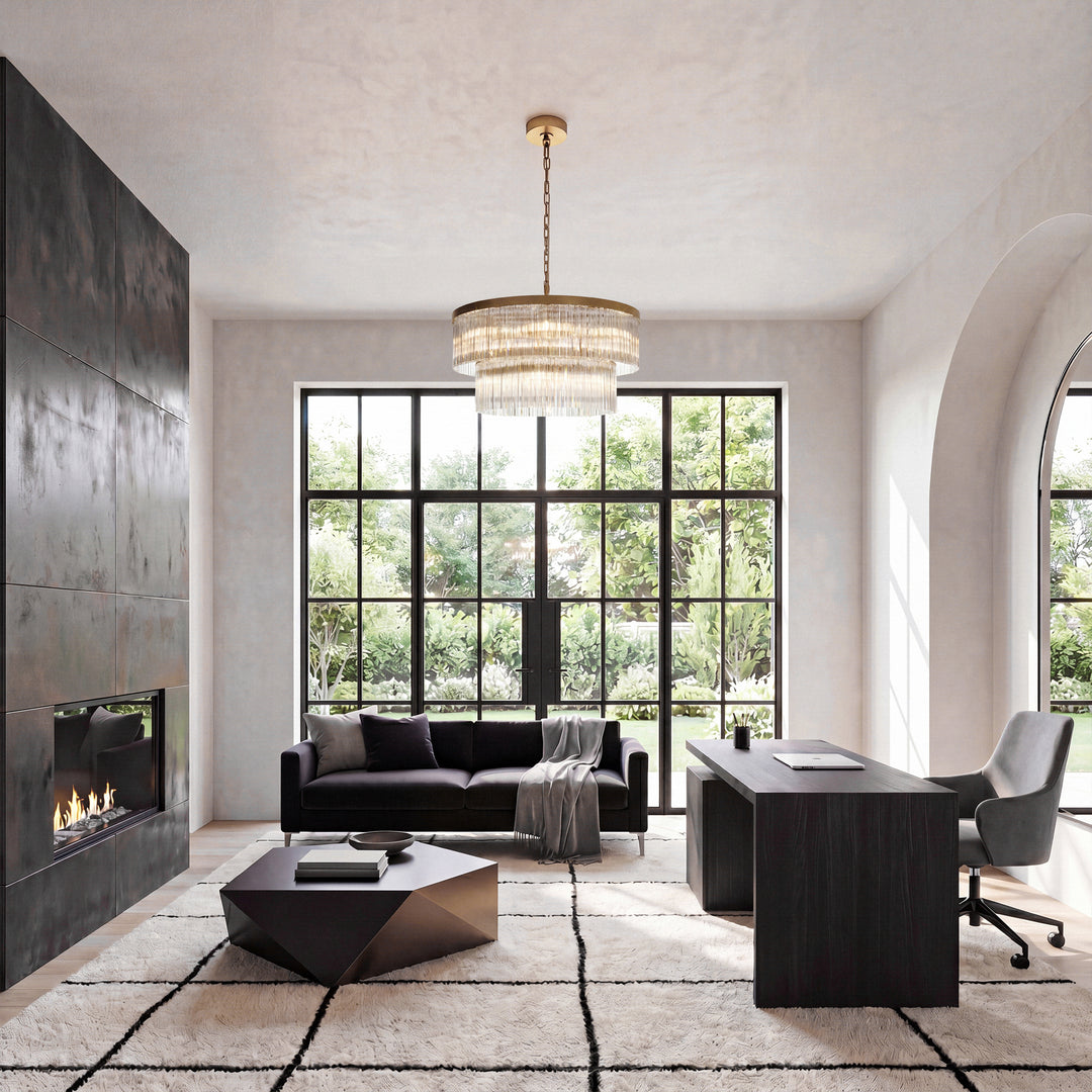 32 Inch Chandelier In Satin Gold - View 2 - Joshua Marshal