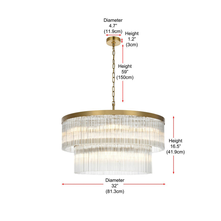 32 Inch Chandelier In Satin Gold - View 5 - Joshua Marshal