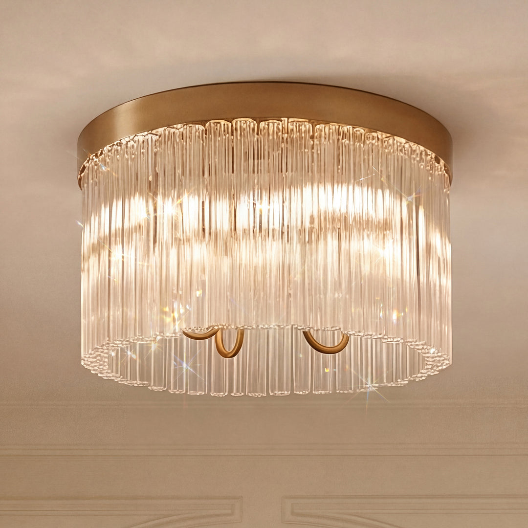 16 Inch Flush Mount In Satin Gold Satin Gold And Clear Finish - LIGHTING by Joshua Marshal