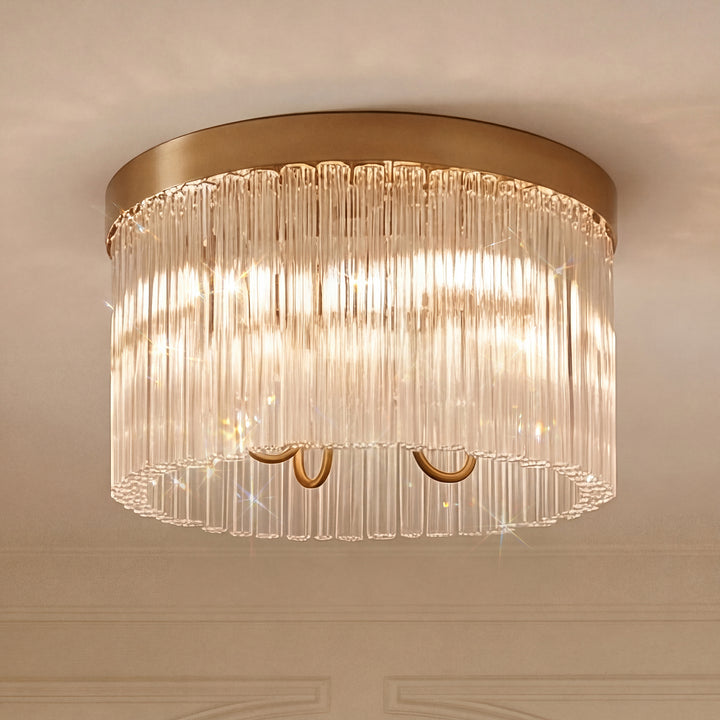 16 Inch Flush Mount In Satin Gold Satin Gold And Clear Finish - LIGHTING by Joshua Marshal