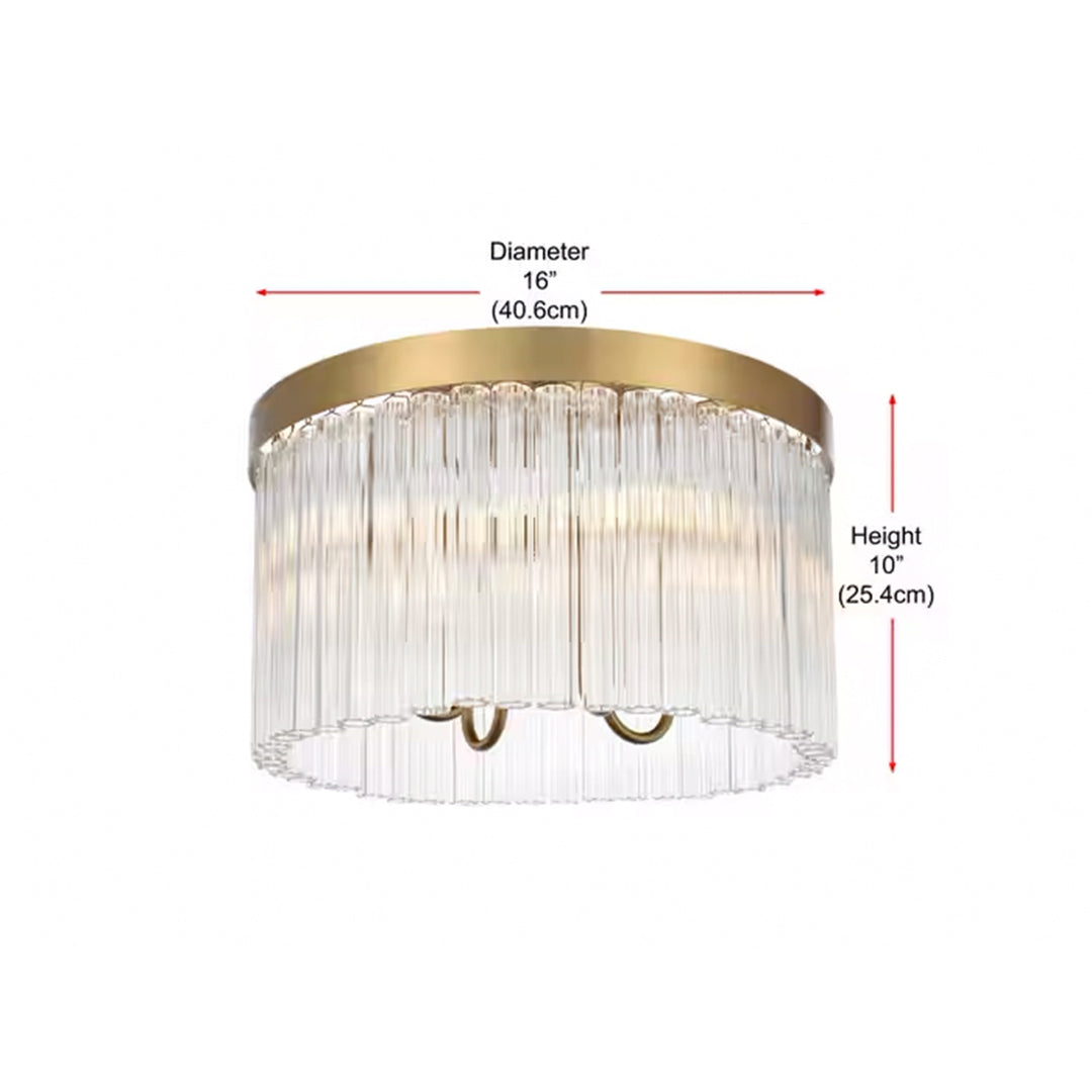 16 Inch Flush Mount In Satin Gold - View 5 - Joshua Marshal