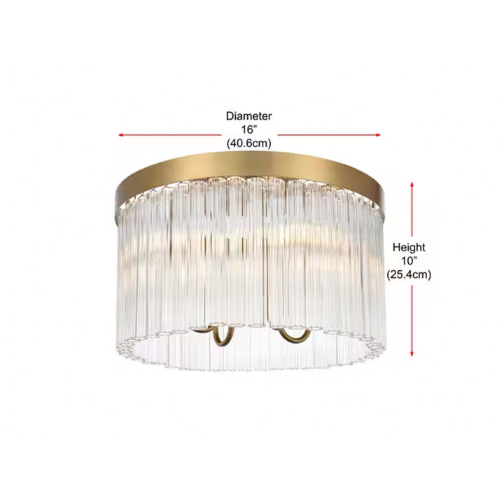 16 Inch Flush Mount In Satin Gold - View 5 - Joshua Marshal
