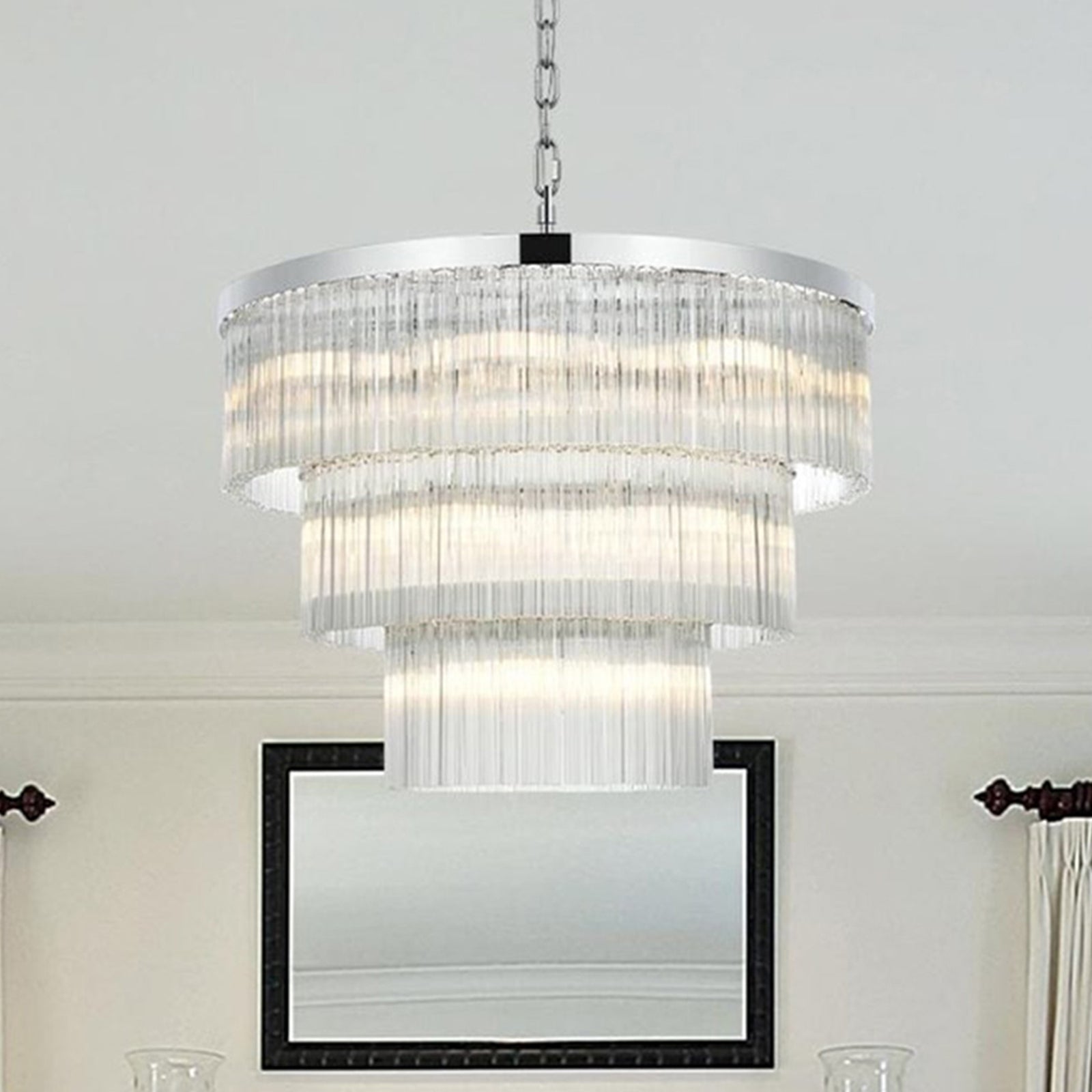 32 Inch Chandelier In Chrome Chrome And Clear Finish - LIGHTING by Joshua Marshal
